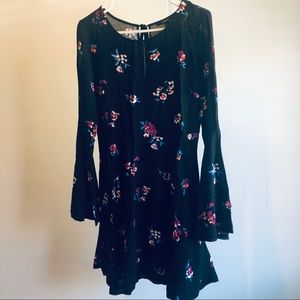 Flared Long Sleeved Floral Dress